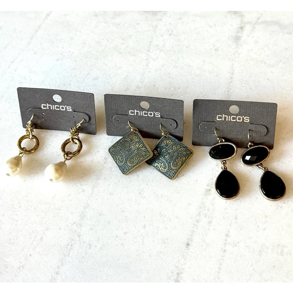 Chico's Earring Bundle Lot of 3 NWT Dangle Statement - Picture 2 of 10